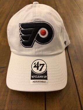 47 White Cap with Black and Orange Flyers Logo